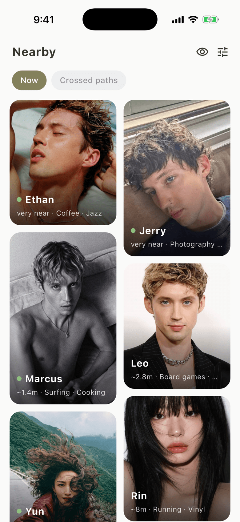 Limere running on iPhone: the people you actually crossed paths with